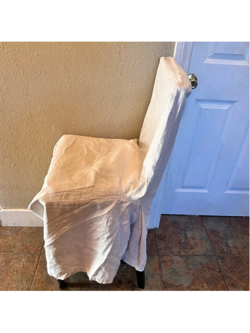 Pottery Barn Beige Linen Dining Room Chair Slipcovers French Country set 4